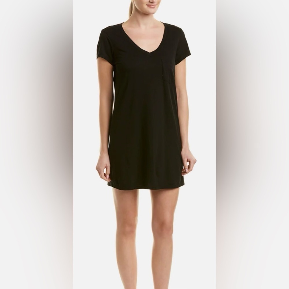 Michael Stars Black V-Neck Short Sleeve Shift Dress Size S